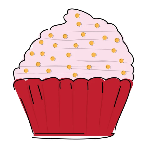 Croquis isolé d'un cupcake — Image vectorielle