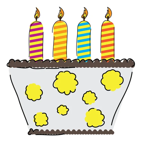Izolovaný náčrt narozeninového dortu — Stockový vektor