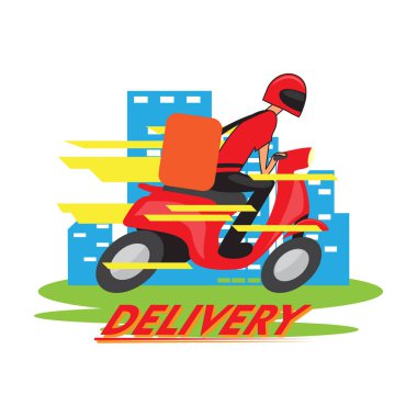Teslimatçı çocuk motosikletin üstünde.