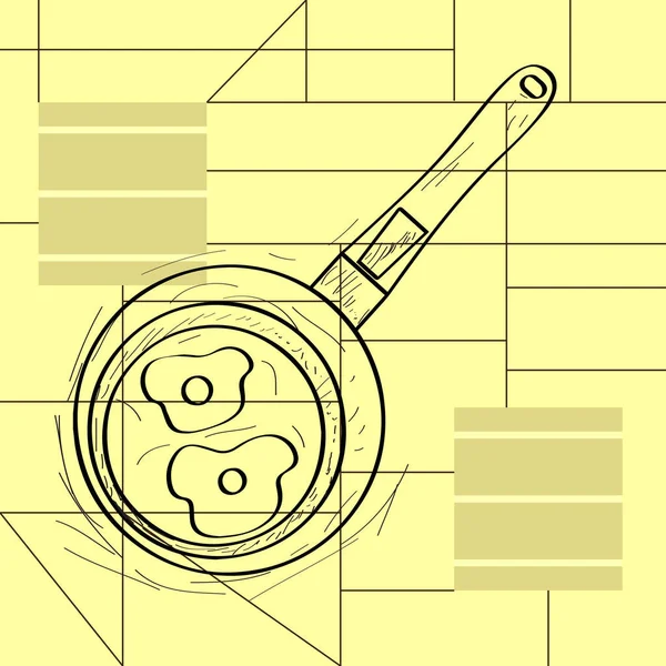 Croquis d'une poêle à frire — Image vectorielle