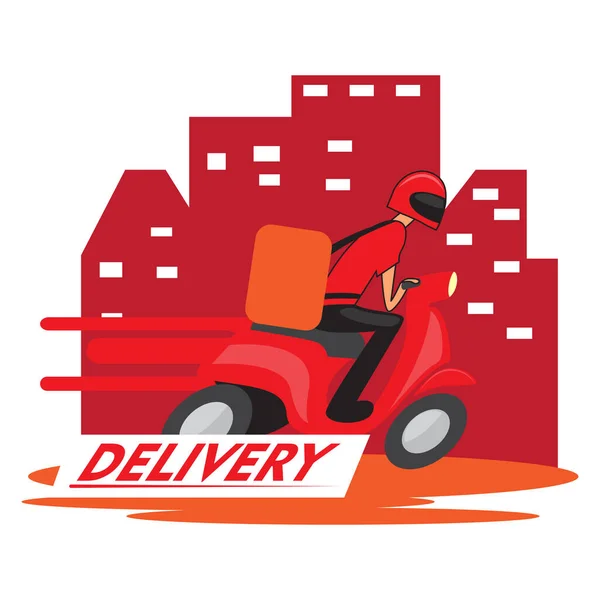 Delivery boy over a motorcycle — Stock Vector
