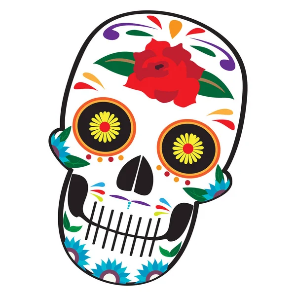 Teschio messicano. Dia de los muertos — Vettoriale Stock