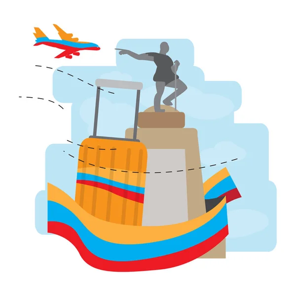 Voyage en Colombie. Statue de Sebastian belalcazar — Image vectorielle
