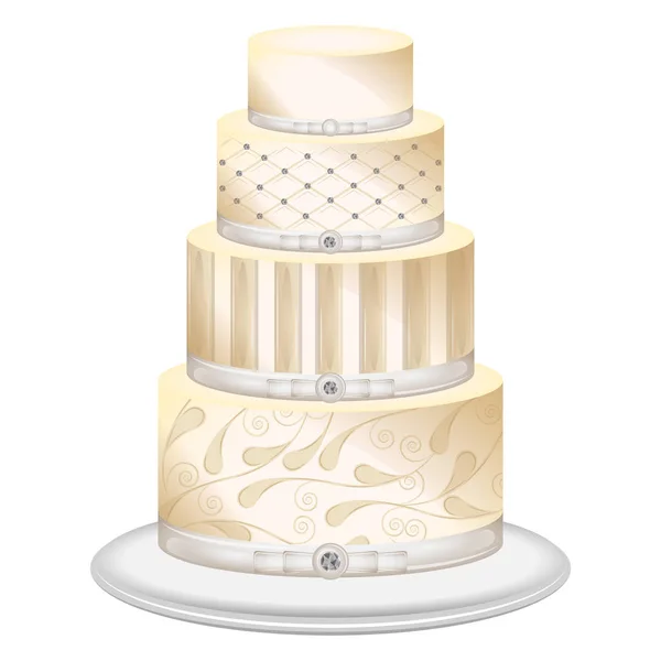 Pastel de boda decorado — Vector de stock