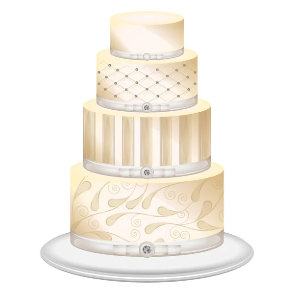 Bolo de casamento decorado — Vetor de Stock