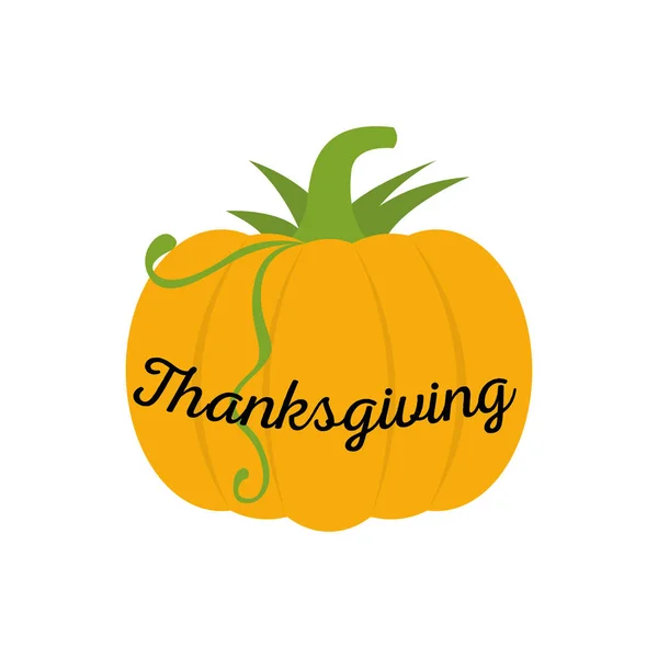 Pumpkin icon with thanksgiving text — ストックベクタ