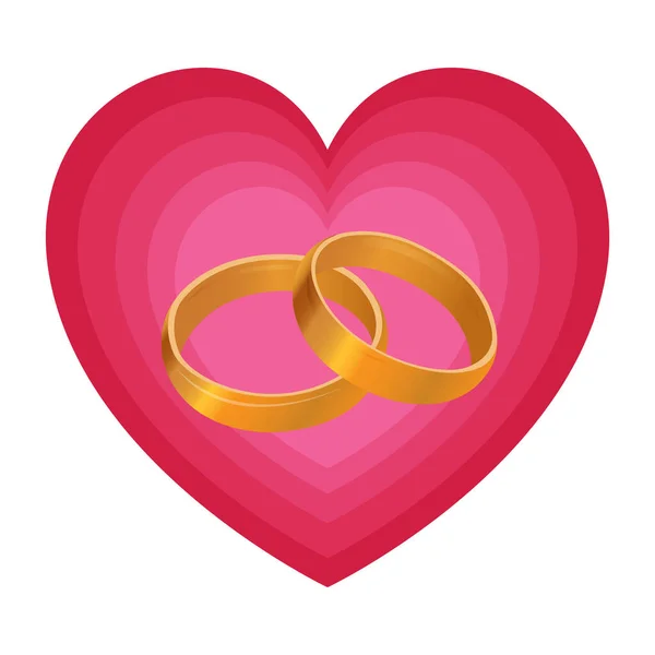 Обручальные кольца в сердце — стоковый вектор