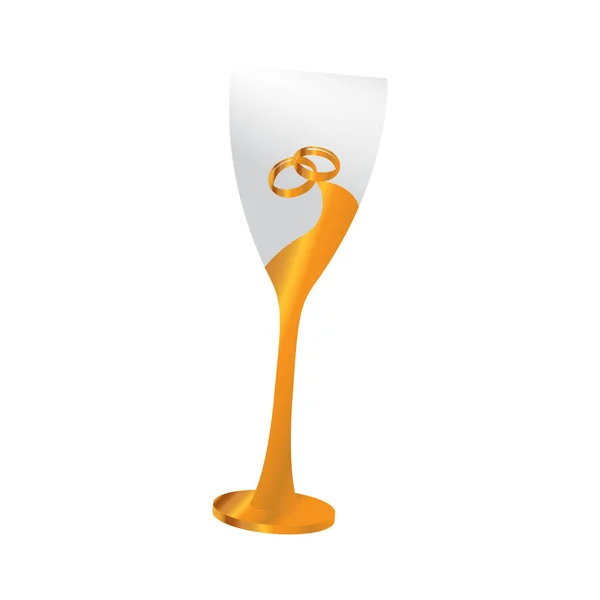 Gouden gedecoreerd champagneglas — Stockvector