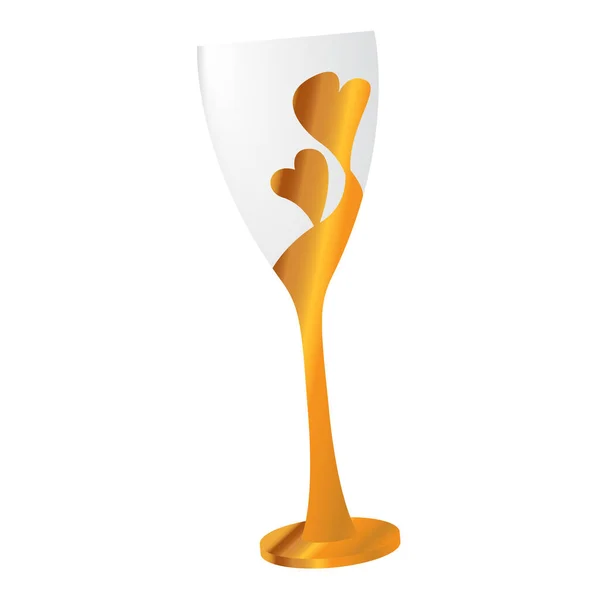 Gouden gedecoreerd champagneglas — Stockvector