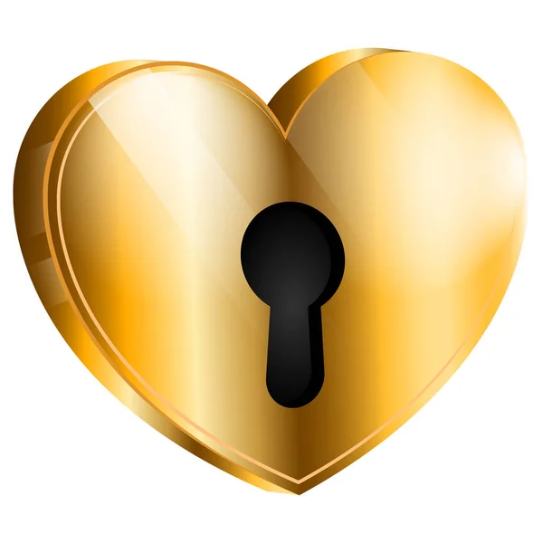 Χρυσό λουκέτο σε σχήμα καρδιάς — Διανυσματικό Αρχείο
