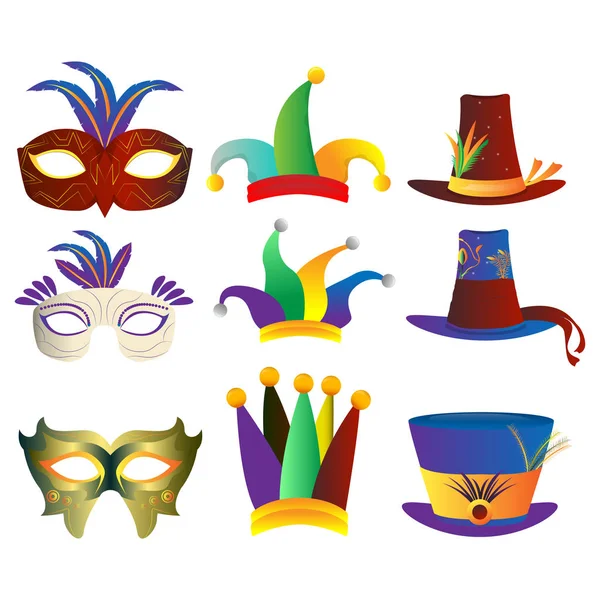 Set of mardi gras icons — Stock Vector