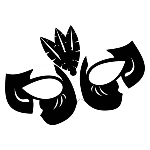 Mardi gras theatermaske silhouette — Stockvektor