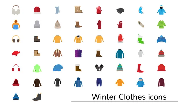 Iconos de ropa de invierno — Vector de stock