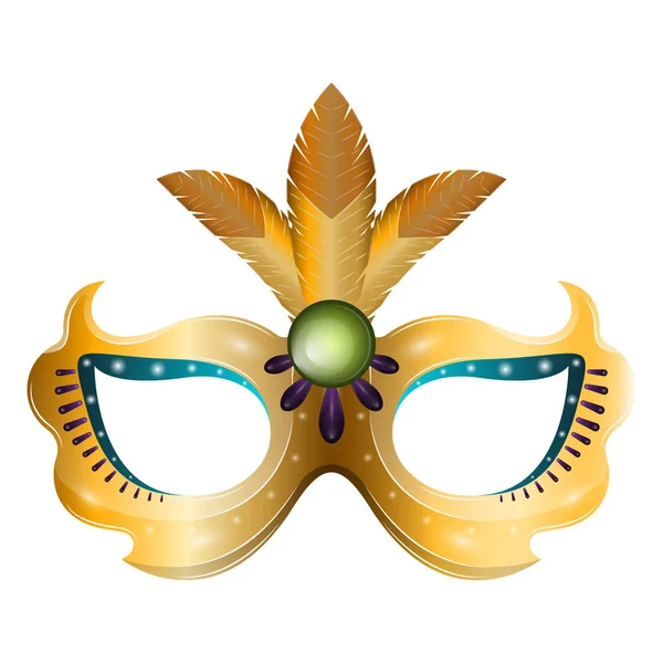 Elszigetelt arany karneváli maszk — Stock Vector