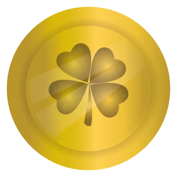 Isolated golden clover coin — Stock Vector