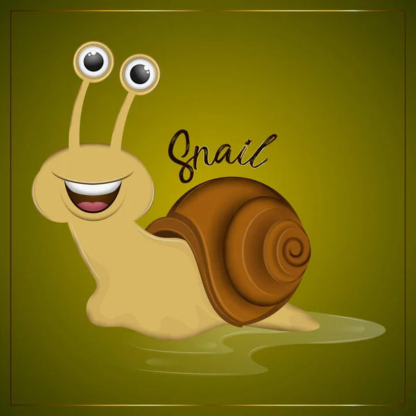 Cartoon of a cute happy snail — Stock Vector