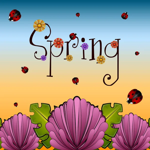 Beautiful spring landscape cartoon