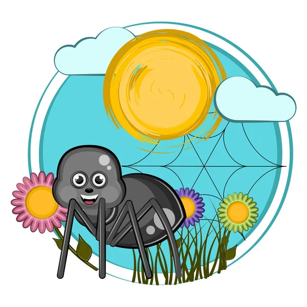 Cartone animato di un ragno carino felice — Vettoriale Stock