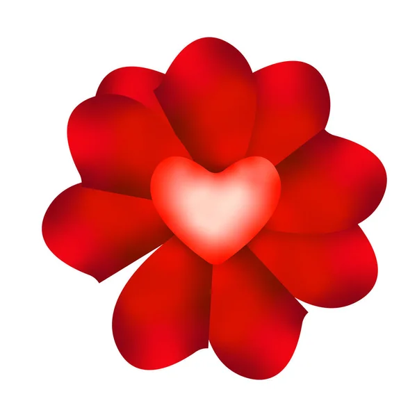 Flor abstracta aislada con un corazón — Vector de stock