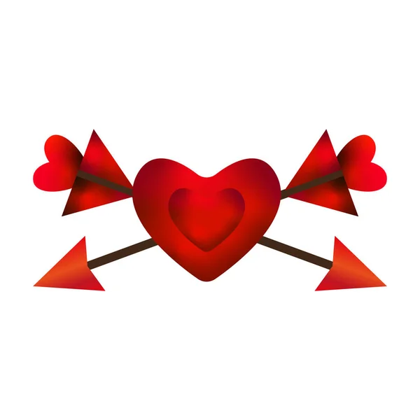 Coeur isolé avec flèches — Image vectorielle