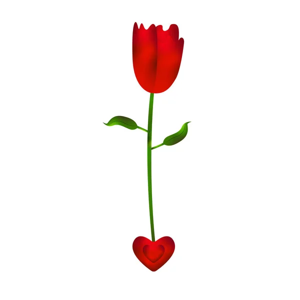 Isoalted ros med ett hjärta — Stock vektor