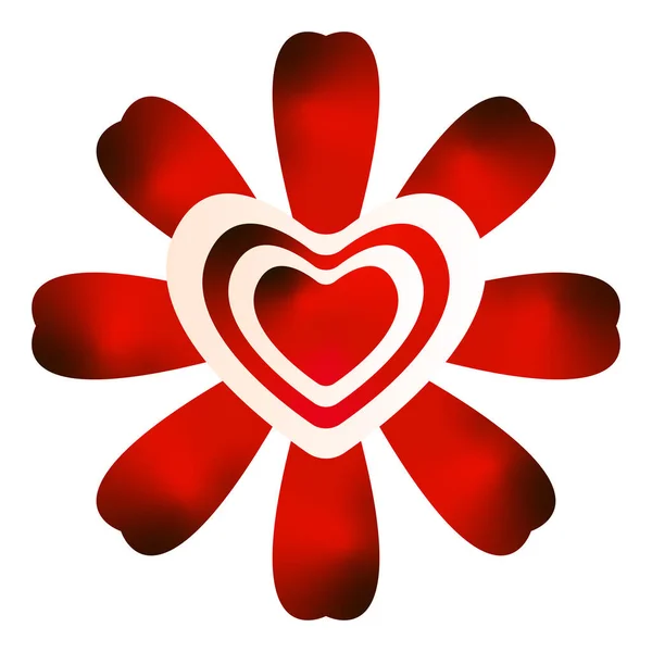 Flor abstracta aislada con un corazón — Vector de stock