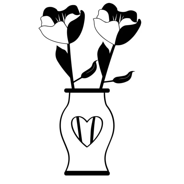 Vereinzelte Rosen in einer Vase — Stockvektor