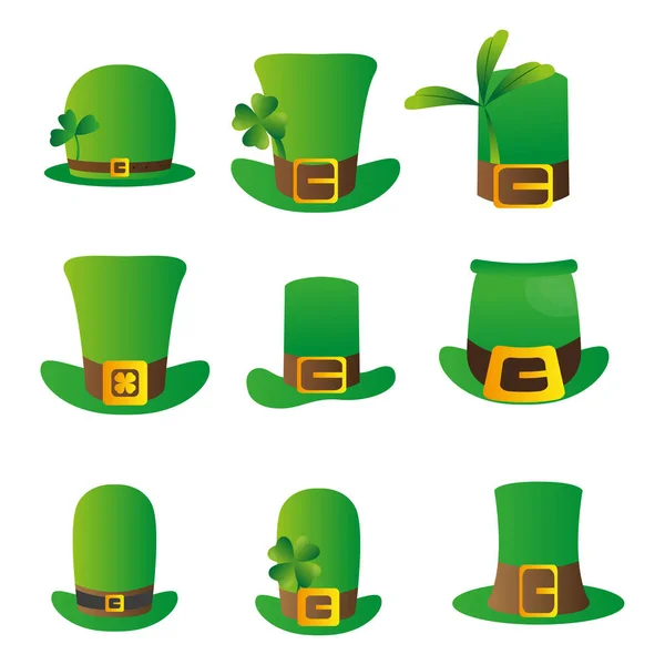 Set of traditional irish hats — Stock Vector