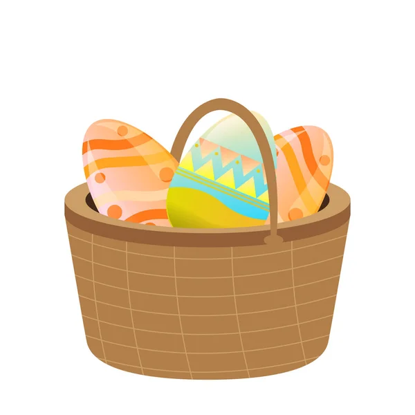 Cesta aislada de huevo de Pascua — Vector de stock