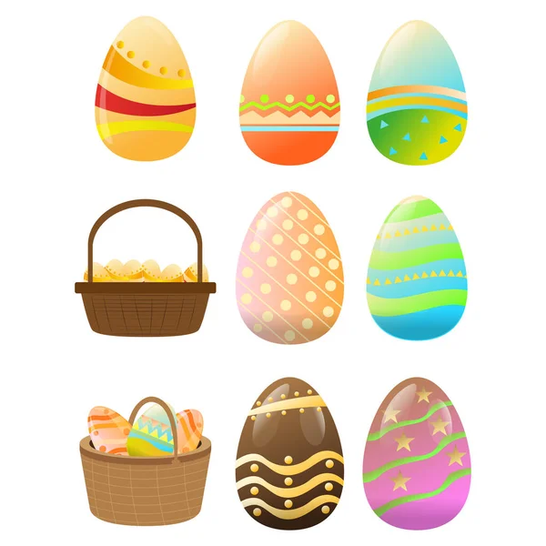 Conjunto de huevos de Pascua — Vector de stock