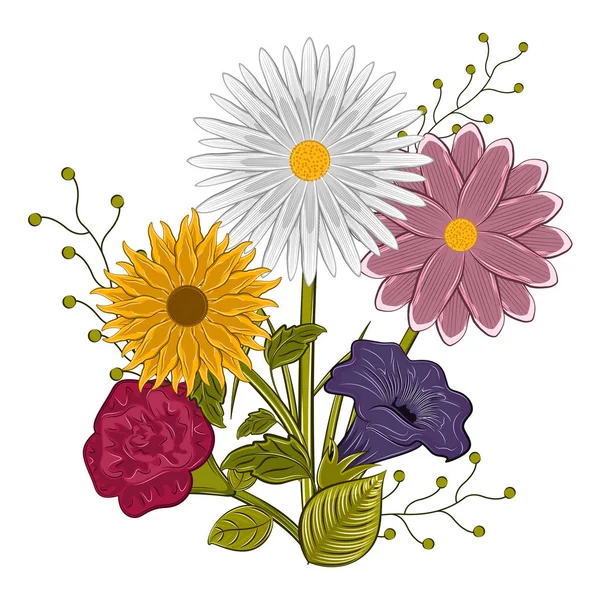 Изолированный цветочный букет — стоковый вектор