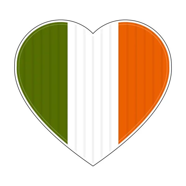 Bendera berbentuk hati dari Irlandia - Stok Vektor