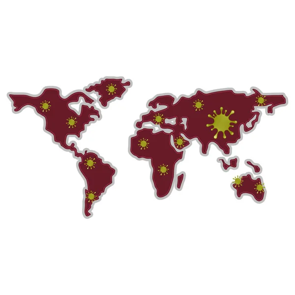 带有病毒的世界地图 — 图库矢量图片