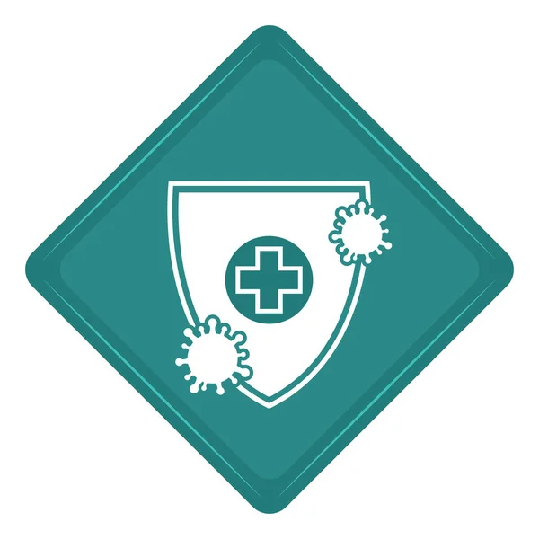 Sticker of a virus protection shield — Stock Vector