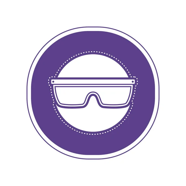 Klistermärke för en man med skyddsglasögon ikon — Stock vektor