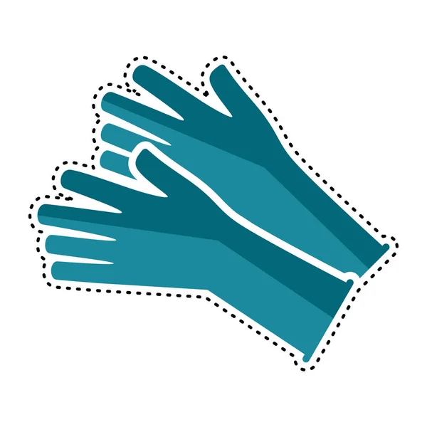 Dotted line medical gloves icon — Stock Vector