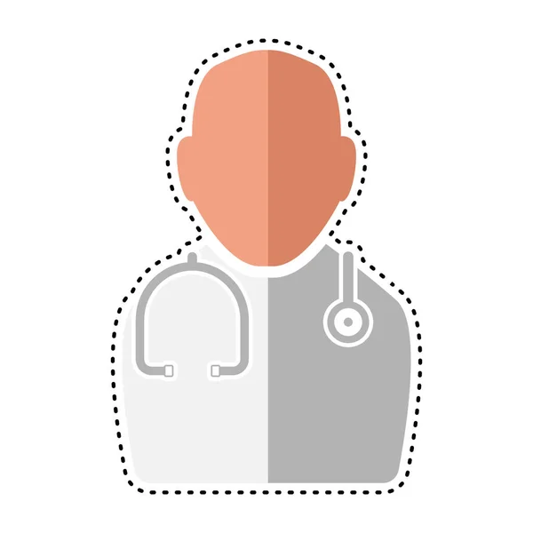 Dotted line doctor icon — Stock Vector