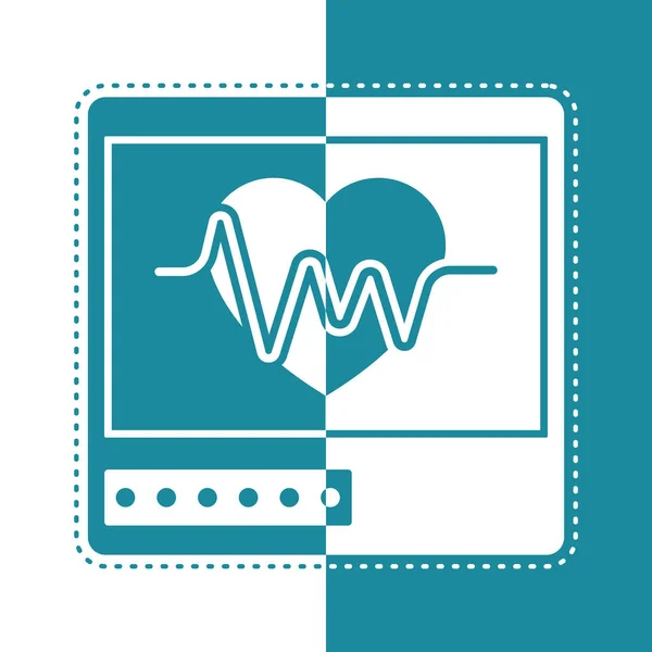 Bicolor icon of an electrocardiogram — Stock Vector