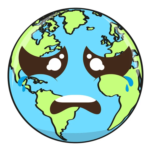 悲しい地球惑星の漫画 — ストックベクタ
