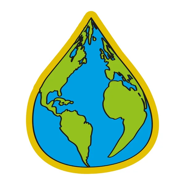 Water druppelvormige aarde planeet — Stockvector