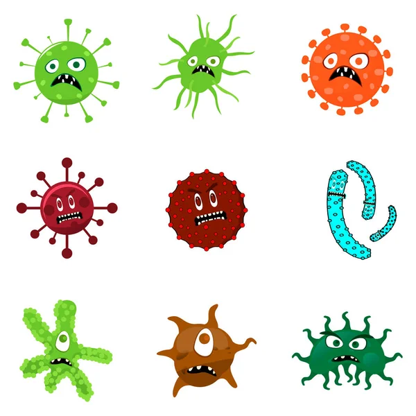 Conjunto de virus enojado — Vector de stock