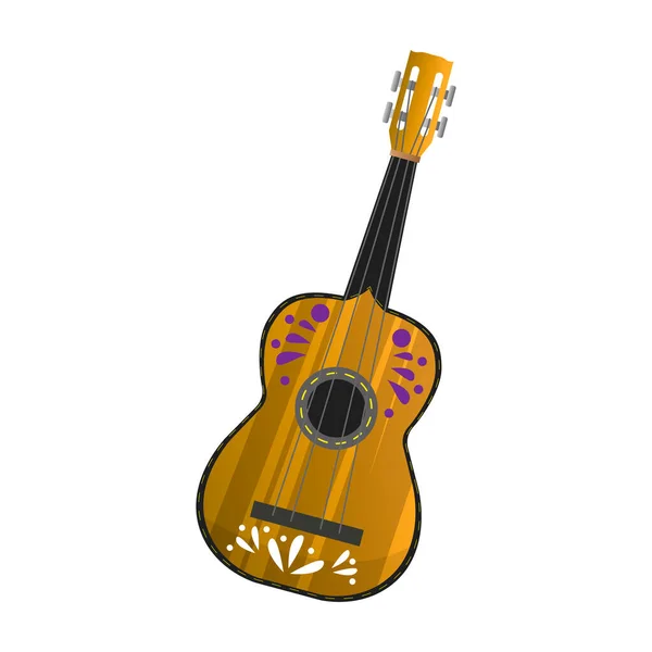 Guitare isolée décorée — Image vectorielle