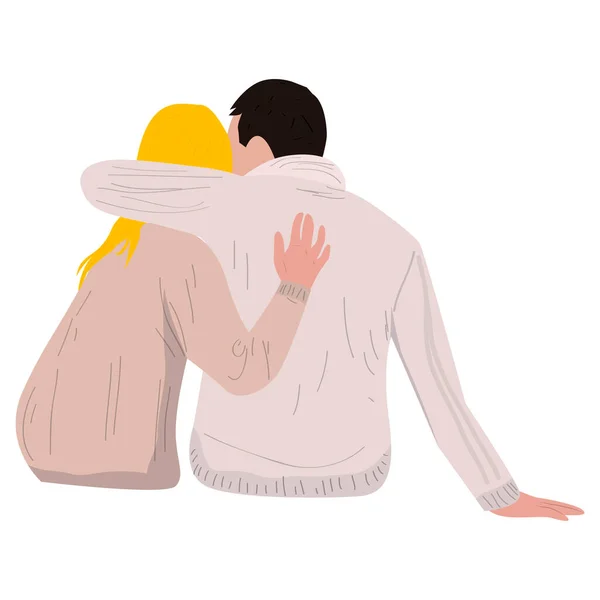 Pareja joven aislada abrazándose — Vector de stock