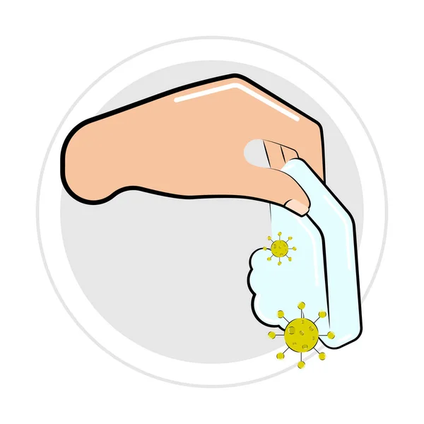 Soap bar with virus in a hand — Stock Vector