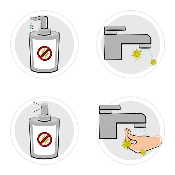 Ensemble d'icônes de lavage des mains — Image vectorielle