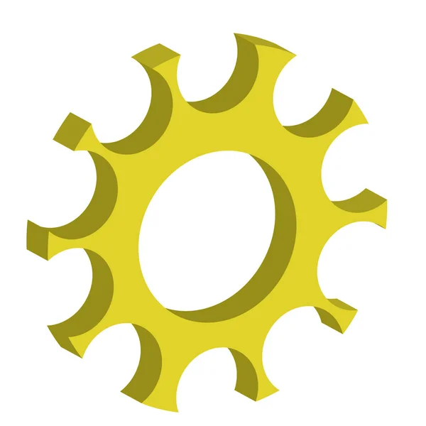 3d wheel gears yellow color — Stock Vector