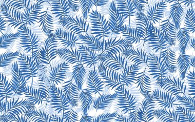 Palmiye yaprakları ve çiçekler yeşil vektör pürüzsüz desen