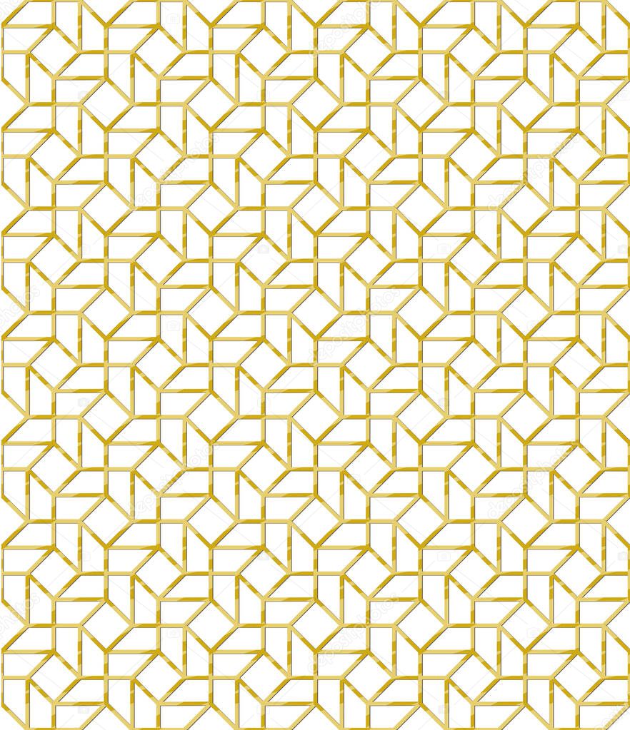 minimal vector grid seamless pattern with triangles in gold tones