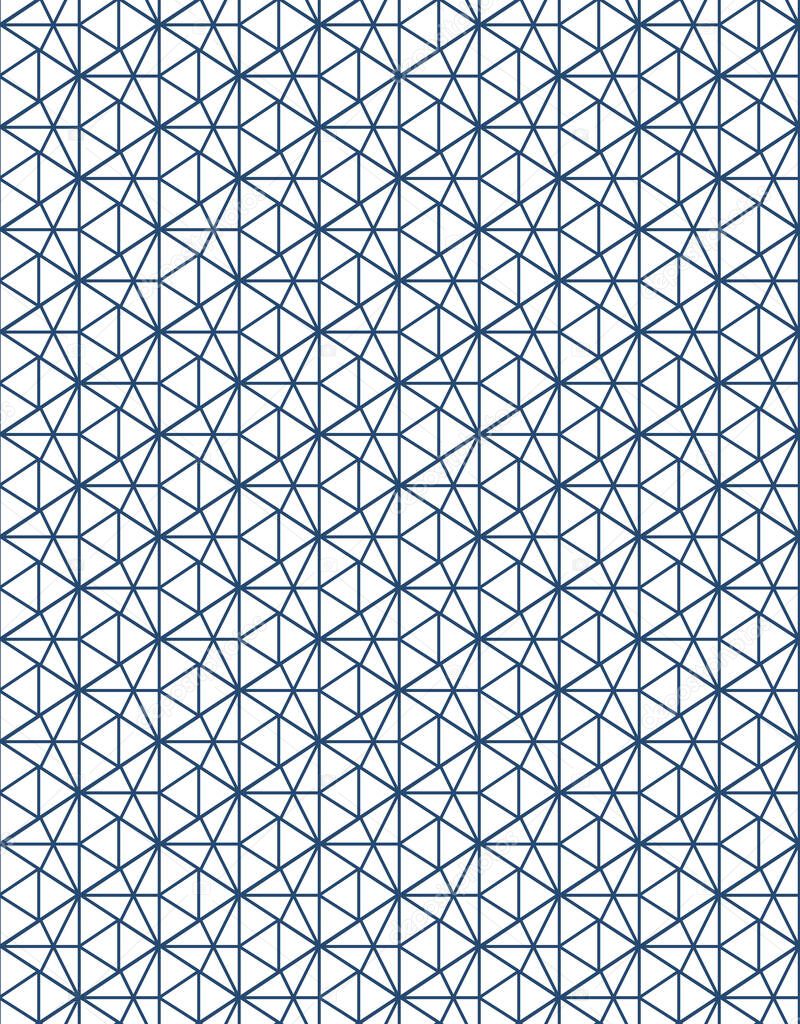 minimal vector grid seamless pattern with triangles in blue tones