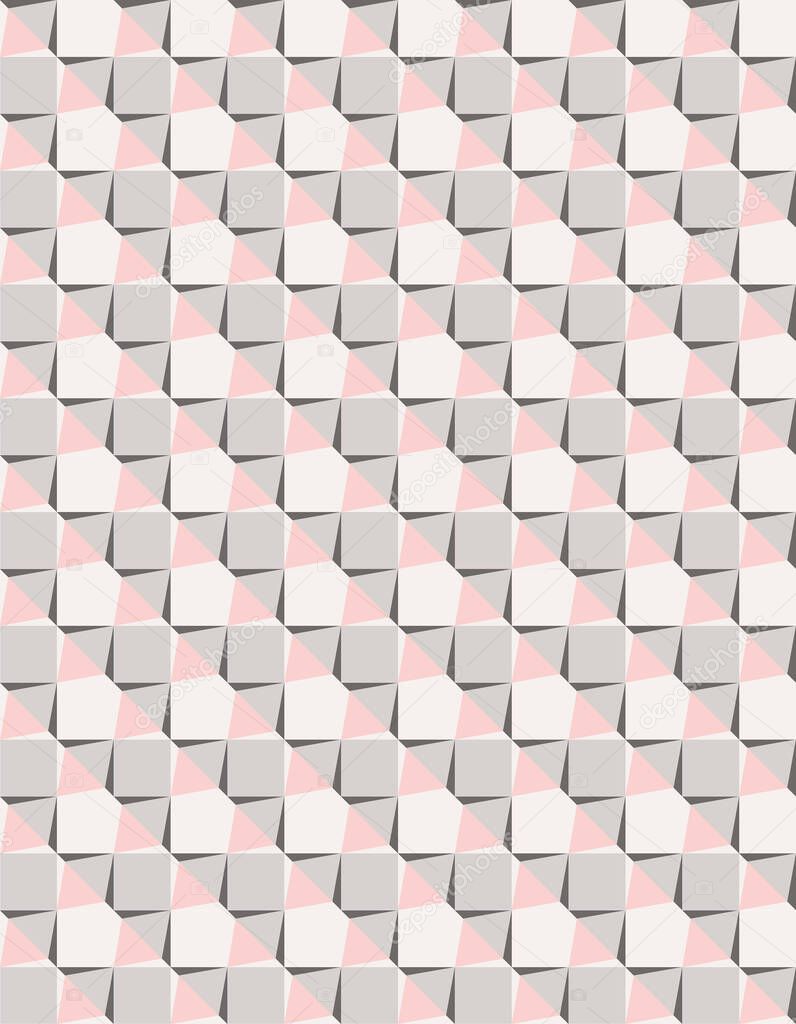 Minimal geometric vector seamless pattern in a pastel pink color palette